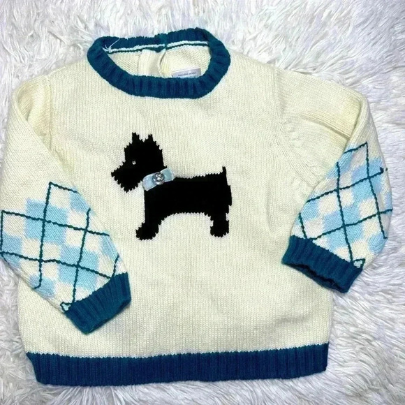 Gymboree Girls NWOT My Best Friend Argyle Dog Sweater - Picture 1 of 8